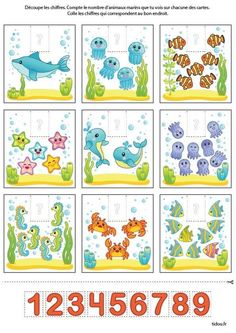 an ocean themed counting game with numbers and pictures for children to learn how to count