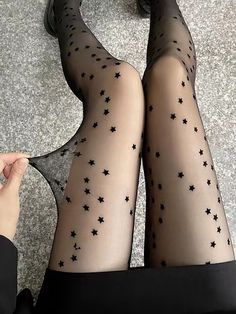 Star Asethic Clothes, Star Tights Aesthetic, Cute Star Outfits, Star Pattern Clothes, Starcore Clothes, Star Fashion Aesthetic, Cool Tights Outfits, Starcore Outfits, Cute Tights Outfit