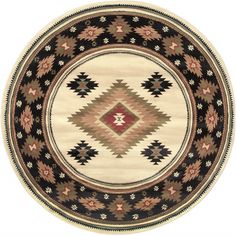 a black and white rug with an oval design in the center on a white background