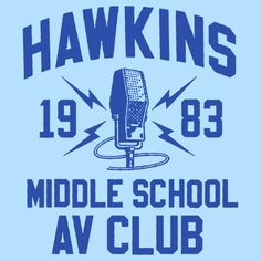 the logo for hawks middle school's middle school av club, featuring an old microphone