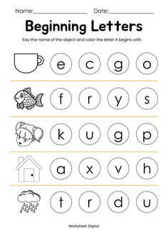 the beginning letter worksheet for children to practice their handwriting and writing skills with