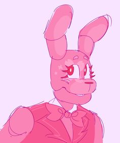 a drawing of a pink bunny wearing a suit and bow tie