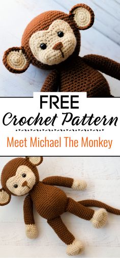 10 Crochet Happy Monkey Free Pattern Monkey Crochet, Monkey Toy, Crocheted Toys, Crochet Kids, Crochet Toddler