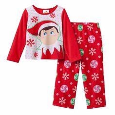 Toddler Girls The Elf on the Shelf 2 Piece Pajama Set.  Size 3T - please see photos for shirt width and length measurements, and pants waist and inseam measurements.   Pullover long sleeve top and elastic waist pants.  100% Flame Resistant polyester.  Machine wash cold, tumble dry low.  Soft, warm, cozy, and so cute!!  I have two pair of these while quantity lasts.. twins?  Brand new, tags attached, perfect condition.  MSRP: $30.00. Ships FREE same or next business day (after payment received) f Girls Christmas Pajamas, Elf Pajamas, The Elf On The Shelf, Cheap Kids Clothes, Girl Elf, Elf Ideas, Online Kids Clothes, Red Fleece, Fleece Pajamas