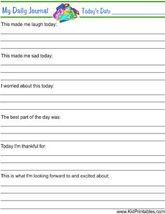 a printable worksheet for the daily journal