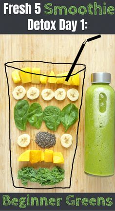 a green smoothie with bananas, kiwis and spinach