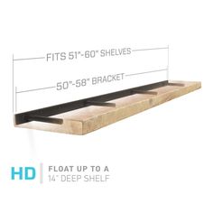 an image of a shelf that has measurements for the top and bottom shelves on it