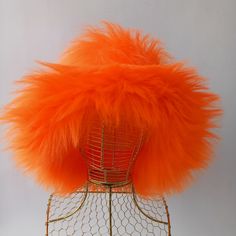 Fire Hat, Fluffy Things, Rave Costume, White Bg, Streetwear Hats, Orange Streetwear, Trip Outfit, Orange Hat, Fur Bucket