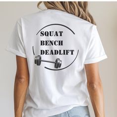 This powerlifting squat, bench, deadlift T-Shirt exudes strength and determination, perfect for fitness enthusiasts and gym-goers. It is relevant for fitness holidays like National Fitness Day and New Year's resolutions. Product features - Made with 100% lightweight cotton for comfort and breathability - Retail fit suitable for casual and semi-formal settings - Tear-away label for minimized skin irritations - Variety of fabric blends available for different preferences - Manufactured in a humane Gym Apparel Photoshoot, Apparel Photoshoot, Squat Bench Deadlift, Fitness Men, Gym Apparel, Gym Shirts, Workout Fitness, Powerlifting, New Years Resolution