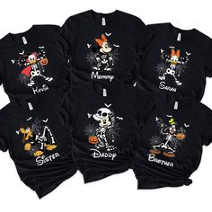 Disney Skeleton Halloween Family Shirts, Custom Disney Halloween Shirt Disney Halloween T-shirt With Cartoon Print, Disney Halloween T-shirt For Fan Events, Disney Halloween Themed T-shirt, Themed T-shirt For Disney Halloween Events, Disney Halloween Fan Merchandise T-shirt, Disney Halloween T-shirt Pre-shrunk, Disney Halloween T-shirt, Mickey Mouse Themed Crew Neck Shirt, Disney Halloween Shirts Family Vacations