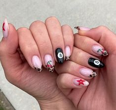 Nail Number Art Designs, San Francisco Nails, Odd Nail Designs, Cmbyn Nails, I Love Ny Nails, Nails With Different Designs On Each, Charli Xcx Nails, Crazy Design Nails, New York City Nails