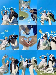 several pictures of people making heart shapes with their hands