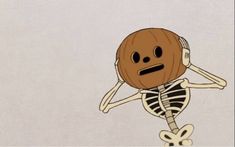 a cartoon skeleton with a pumpkin on it's back