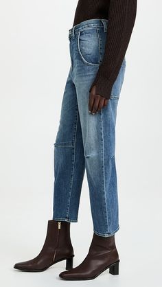 Nili Lotan Emerson Jeans | Shopbop Fall Medium Wash Cropped Tapered Leg Jeans, Fall Relaxed Fit Jeans With Patch Pockets, Fall Utility Cropped Leg Jeans, Straight Leg Cargo Jeans With Frayed Hem For Fall, Fall Straight Hem Jeans In Recycled Denim, Fall Recycled Denim Jeans With Straight Hem, Fall Cropped Jeans With Pockets, Fall Recycled Denim Straight Jeans, Mid-rise Jeans With Seam Detailing In Medium Wash