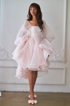 Fancy Dress With Sleeves, Pink Birthday Dress With Sleeves, Pink Angel Dress, Coquette Dresses Pink, Homecoming Midi Dress, Puffy Pink Dress Short, Cute Poofy Dresses, Tea Length Dress Formal, Pink Dress Puffy Sleeves