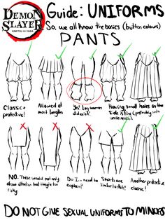 the instructions for how to draw pants in different ways, including an image of what they are