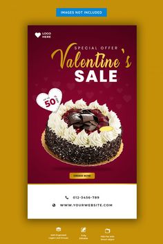 a valentine's sale flyer with a chocolate cake on the front and back cover