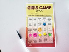 Girls Camp BINGO: One of the best LDS girls camp games - My Silly Squirts Moana Girls Camp Lds, Girls Camp Decorations, Camp Bingo, Girls Camp Games, Lds Girls Camp, Yw Theme, Girls Camp Ideas, Camp Games