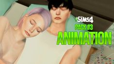 an animated image of two people laying in bed with the text, pack 3 animation