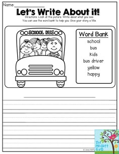 worksheet for kids to write about it with pictures and words on the page