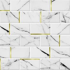 white marble tile with gold trim