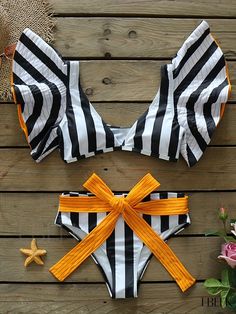 Ebeek - Chic Striped Print Tie Belt High Waist 2-piece Bikini Set: V Neck Color Block Ruffle Detail with High Cut Swimsuit, Perfect for Beach, Pool or Bathing, Womens Swimwear & Clothing High Cut Swimsuit, Mini Dress Formal, Water Temperature, Plus Dresses, Sweater Set, In Water, 8 M, Blouse And Skirt, Care Instructions