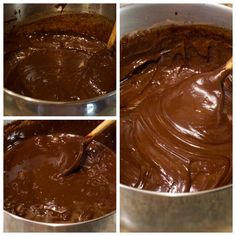 the process of making chocolate frosting in a pot