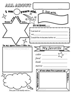 all about me worksheet for students with pictures and words on it, including stars