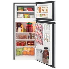 an open refrigerator filled with lots of food