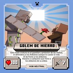 an image of a minecraft card with the caption golem de hierro