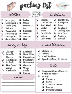 the packing list is shown in pink and white, with black writing on it's side