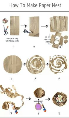 how to make paper nests with different types of materials and instructions for making them