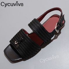 Casual Square Toe Slingback Sandals For Summer, Summer Slingback Sandals With Square Toe, Summer Leather Slingback Sandals With Square Toe, Leather Square Toe Slingback Sandals For Summer, Square Toe Slingback Sandals For Summer Beach, Summer Beach Slingback Sandals With Square Toe, Black Square Toe Sandals For Summer, Fringe Decor, Summer Flats