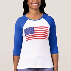 Loud & Proud American Flag T-shirt, Women's, Size: Adult L, White/True Royal Gender: female. Cheap Women's American Flag Print T-shirt, Mother Shirts, American Flag Tshirt, Patriotic Outfit, Baseball T, Flag Tshirt, Womens Basic, Kid Names, Design Your Own