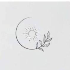 a drawing of the sun and leaves on a white background