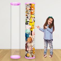 PRICES MAY VARY. Large storage capacity, Saving space：This stuffed animal organizer is cylindrical in shape and stands vertically on the floor. Base diameter is 10.4 inches and height is 60 inches. It makes full use of the vertical space and has a large storage capacity while occupying only a small floor space. Transparent tube body with decorative effect: The tube body of this stuffed animal holder is made of high-quality PET material with high light transmittance, and the image of the plush to Stuff Animal Storage Ideas, Animal Zoo Storage, Kids Toy Organizer, Stuffed Animal Zoo, Large Toy Storage, Stuffed Animal Holder, Expo Ideas, Doll Storage, Pet Organization