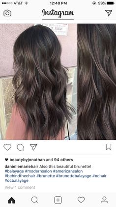 potential Color Brown Hair, Balayage Ombre Hair, Ash Brown Hair Color, Hair Dyed, Black Hair Balayage, Ash Brown Hair, Hair Color Brown, Brown Hair Inspo, Balayage Ombre