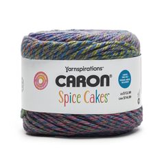 yarn that is multicolored and has the words'caron spice cakes'on it