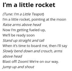 a poem written in black and white with the words i'm a little rocket