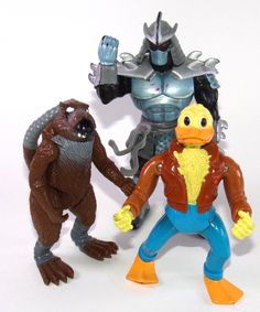 two toy figurines, one with an angry bird and the other as bigfoot