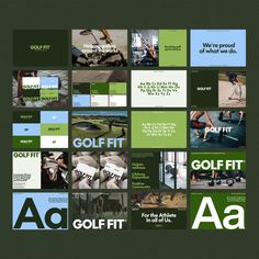 an advertisement for golf fit with many different images