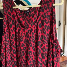 Never Worn Torrid Beautiful Red Animal Print 6 X. Rounded Hem Adorable Red Animal Print, Black Lace Blouse, Red Fits, Purple Shirt, Tie Front Blouse, Plus Size Top, Polka Dot Blouse, Green Blouse, Floral Chiffon