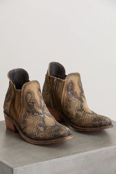 Women's Liberty Black Uma Python Embossed Suede Cowboy Boots | Overland Suede Moto Ankle Boots For Rodeo, Leather Chelsea Boots For Fall Rodeo, Leather Chelsea Boots For Rodeo In Fall, Fall Chelsea Boots For Western-themed Events, Western Chelsea Boots With Leather Lining For Fall, Brown Boots With Patina For Fall, Brown Patina Boots For Fall, Leather Boots With Patina For Fall, Leather Chelsea Ankle Boots For Western-themed Events