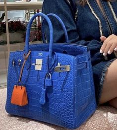 Blue Birkin, Alligator Handbags, Luxury Bags Collection, نظارات شمسية, Latest Bags, Luxury Purses, Dior Handbags, Hermes Handbags