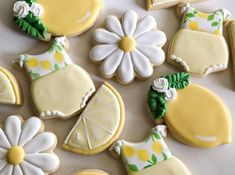 decorated cookies with lemon slices and flowers