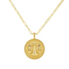 This sparkly and bold Zodiac charm is a stunning symbol of the sign that means most to you. Stunningly crafted in 14K Solid Gold, each of our zodiacs were artistically created with a beaded trim around the edge. This is the perfect centerpiece to complete your layer. Available in all gold colors and many chain lengths. 

Size: 22mm Diameter
14K Solid Gold
Lifetime Guarantee
Made in Los Angeles Gold Colors, Medallion Necklace, Beaded Trim, The Edge, Chain Lengths, Necklaces Bracelets, Solid Gold, Gold Color, Coin