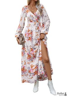 This dress combines style and comfort, making it a versatile choice for any fashion-forward woman. The dress boasts a beautiful boho floral print rose dress pattern, featuring delicate roses that add a romantic flair. The soft and feminine floral design makes this dress ideal for various occasions, from casual outings to more formal events. The A-line silhouette of this Boho dress flatters all body types, accentuating the waist and flowing gracefully over the hips. The mid-length cut offers a so