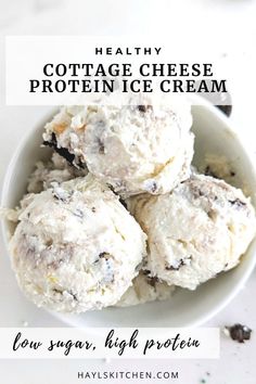 Amazing Cottage Cheese Protein Ice Cream with just 3 ingredients! Easy, healthy, low sugar and low fat cottage cheese ice cream with protein powder, and no ice cream maker! Nice Cream Cottage Cheese, Protein Powder Cottage Cheese Ice Cream, Lowfat Cottage Cheese Recipes, Cottage Cheese Ice Cream Protein Powder, Protein Recipes With Cottage Cheese, Cottage Cheese Cookie Dough Ice Cream, Oreo Cottage Cheese Ice Cream, Cookie Dough Cottage Cheese Ice Cream, Protein Ice Cream Recipe Blender