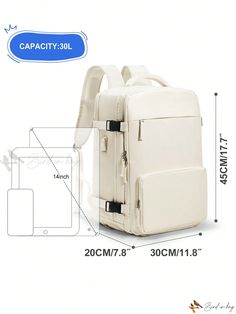 Bird in Bag - Waterproof Travel Backpack for Women's Airline Carry-On Everyday Waterproof Rectangular Backpack, Waterproof White Backpack For Travel, White Waterproof Backpack For Travel, White Waterproof Travel Backpack, Waterproof Backpack For Daily Use, Daily Use Waterproof Backpack Travel Bag, Waterproof Rectangular Backpack For Travel, Multifunctional Waterproof Rectangular Backpack, Multifunctional Rectangular Waterproof Backpack