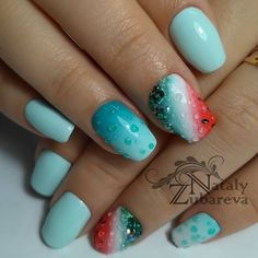 Bridal Nails Designs, Aqua Nails, Builder Gel Nails, Watermelon Nails, Cute Acrylic Nail Designs, Latest Nail Art, Bride Nails, Bridal Nails, Nail Art Summer